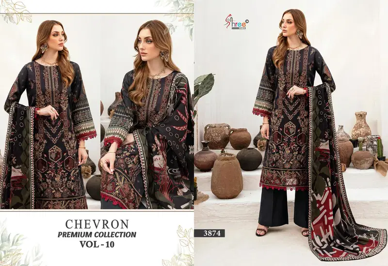 Chevron Premium Collection Vol 10 By Shree Cotton Pakistani Suits Exporters In India